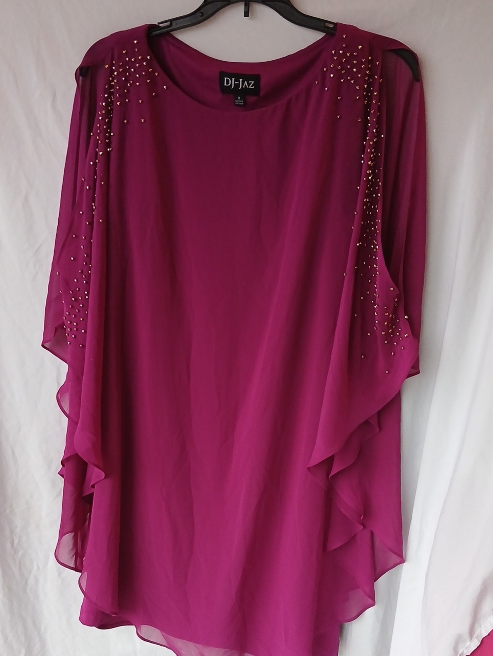 DJ-Jaz Women's Fuchsia Beaded Chiffon Tunic